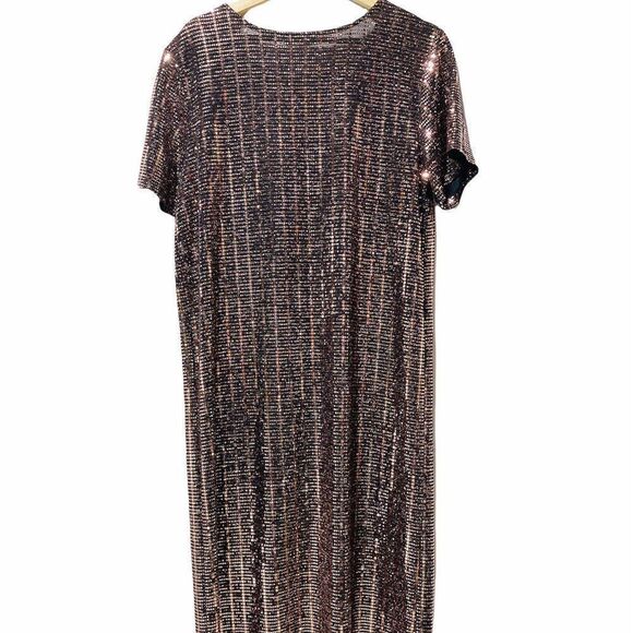 RACHEL Zoe Bronze Metallic Sequin Shift Dress - Picture 5 of 6